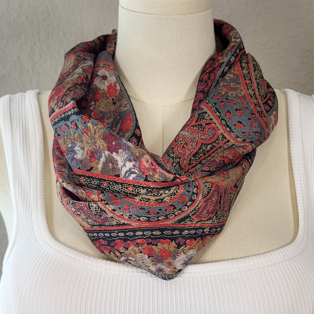 Elegant Red and Black Paisley Wrap Scarf